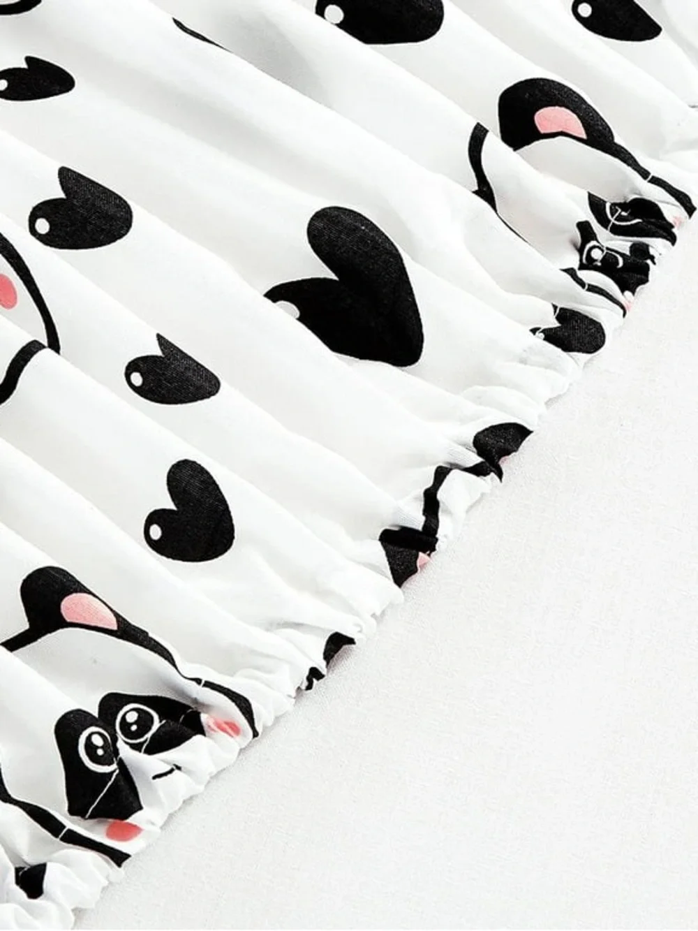 Panda Print Kids Twin Bedding sheet Set - White and Black